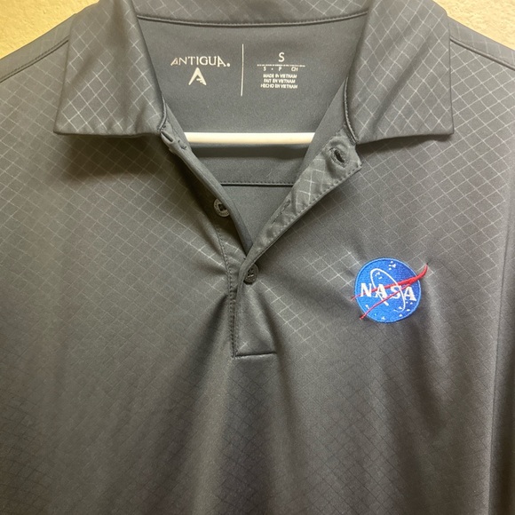 Antigua Gray Polo Shirt with NASA Logo - Picture 2 of 6